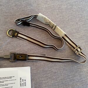 MaxMara | Brown and Cream Striped Cattle Leather Slim Belt